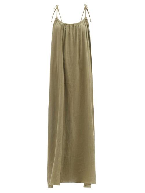 Matchesfashion.com Loup Charmant - Tie-strap Cotton-voile Maxi Dress - Womens - Green