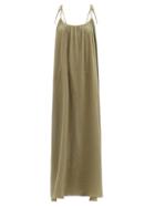 Matchesfashion.com Loup Charmant - Tie-strap Cotton-voile Maxi Dress - Womens - Green