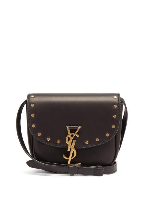 Matchesfashion.com Saint Laurent - Kaia Ysl-plaque Studded Leather Cross-body Bag - Womens - Black