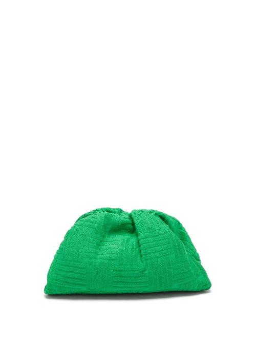 Bottega Veneta - The Pouch Cotton-terry Clutch Bag - Womens - Green