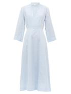 Matchesfashion.com Wiggy Kit - Summer Cottage Cotton Seersucker Midi Dress - Womens - Blue Multi