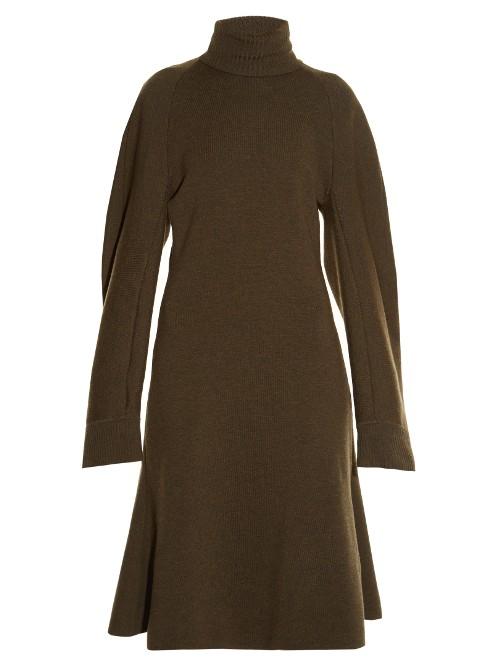 Balenciaga Exaggerated-sleeve Midi Sweater Dress