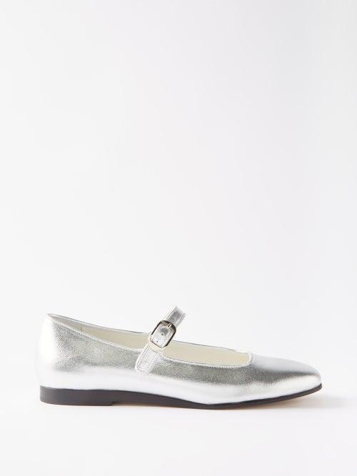 Le Monde Beryl - Round-toe Leather Mary Jane Flats - Womens - Silver
