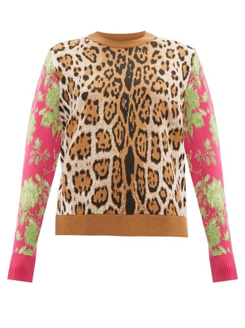 Matchesfashion.com Msgm - Leopard Intarsia Sweater - Womens - Leopard
