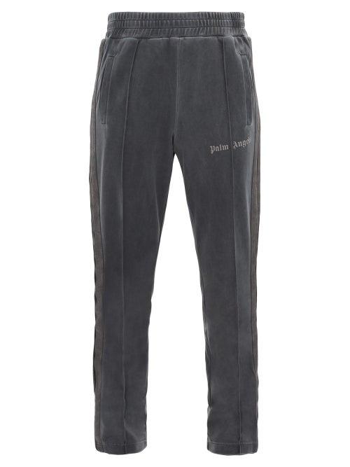 Matchesfashion.com Palm Angels - Logo-print Knit-stripe Cotton-jersey Track Pants - Mens - Black