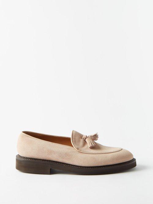 John Lobb - Edmond Tasselled Suede Loafers - Mens - Beige