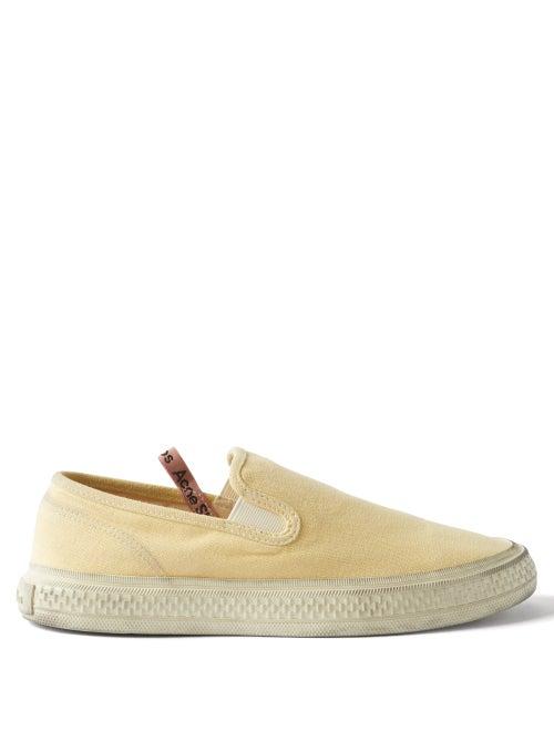 Acne Studios - Ballow Slip-on Cotton-canvas Trainers - Womens - Yellow White