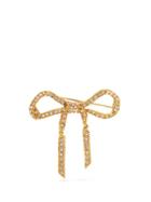 Matchesfashion.com Oscar De La Renta - Crystal Embellished Bow Brooch - Womens - Gold