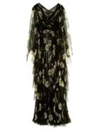 Dolce & Gabbana Margherite-print Crystal-belt Chiffon Gown