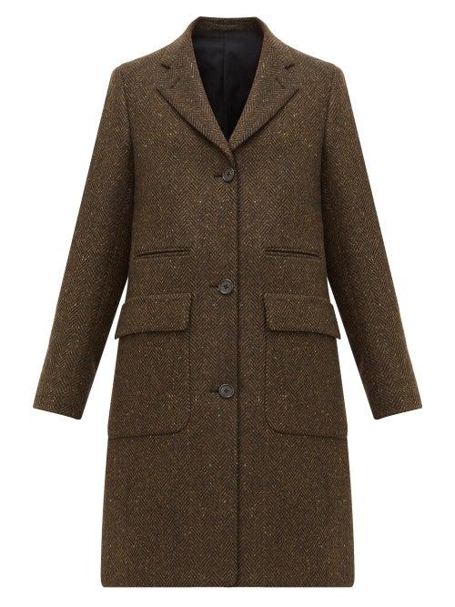 Matchesfashion.com Margaret Howell - Soft City Herringbone Wool Coat - Womens - Dark Green