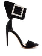 Matchesfashion.com Alexandre Vauthier - Yasmin Crystal Embellished Velvet Sandals - Womens - Black