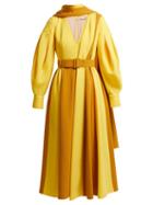Matchesfashion.com Emilia Wickstead - Farell Bi Colour Wool Crepe Dress - Womens - Yellow Multi