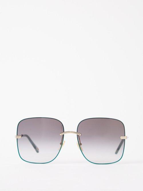 Chlo Eyewear - Benjamine Oversized Square Sunglasses - Womens - Gold Grey