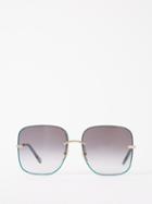 Chlo Eyewear - Benjamine Oversized Square Sunglasses - Womens - Gold Grey