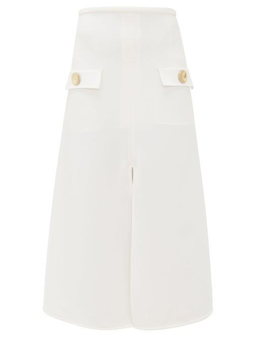 Matchesfashion.com Ellery - Moonshadow Split Front Crepe Midi Skirt - Womens - Ivory