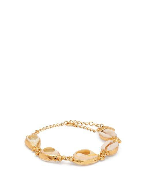 Matchesfashion.com Elise Tsikis - Kali Shell Charm Gold Plated Bracelet - Womens - White