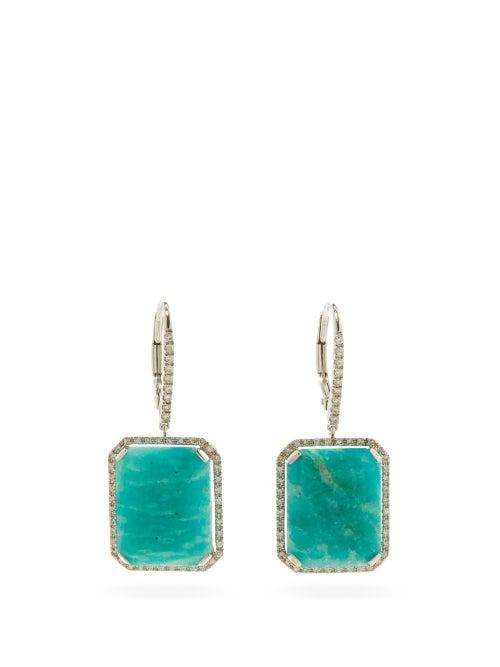 Matchesfashion.com Shay - Diamond, Amazonite & 18kt White-gold Earrings - Womens - White Gold