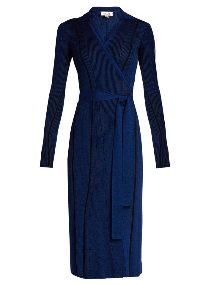 Diane Von Furstenberg Striped Ribbed-knit Dress