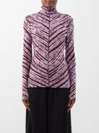 Proenza Schouler White Label - Alligator-effect Ribbed Stretch-jersey T-shirt - Womens - Pink Multi