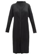 Pleats Please Issey Miyake - Zipped High-neck Technical-pleated Midi Dress - Womens - Black