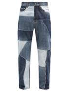 Mens Rtw Valentino - Patchwork Relaxed-leg Jeans - Mens - Blue
