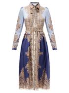 Matchesfashion.com Zimmermann - Luminous Paisley-print Silk Midi Dress - Womens - Blue Print