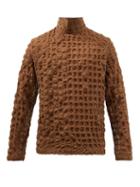 Sfr - Leam High-neck Wool-cloqu Sweater - Mens - Brown