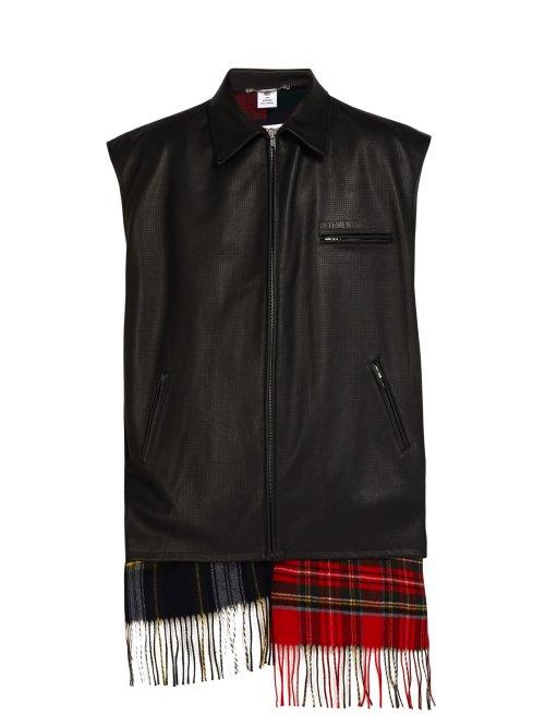 Matchesfashion.com Vetements - Scarf Lined Perforated Leather Gilet - Mens - Black