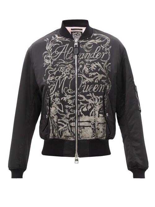 Alexander Mcqueen - Illustrated Bomber Jacket - Mens - Black