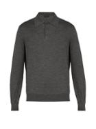 Matchesfashion.com Prada - Spread Collar Fine Knit Sweater - Mens - Dark Grey