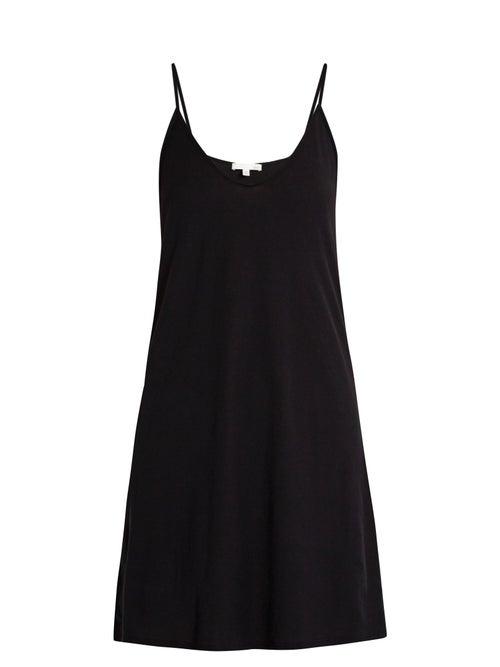 Ladies Lingerie Skin - Scoop-neck Pima-cotton Jersey Slip Dress - Womens - Black