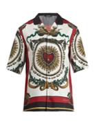 Dolce & Gabbana Heart-print Short-sleeved Silk Shirt