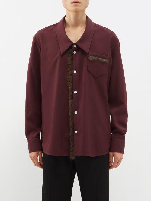 Namacheko - Omaro Faux-fur-trim Overshirt - Mens - Bordeaux