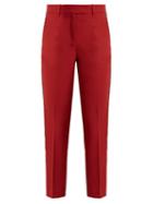 Matchesfashion.com Racil - Aries Contrast Stripe Slim Leg Wool Trousers - Womens - Dark Red