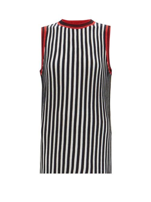 Falke - Rib-knitted Silk-blend Tank Top - Womens - Navy Red