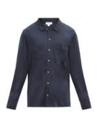 Matchesfashion.com Sunspel - Patch-pocket Cotton-blend Jersey Pyjama Shirt - Mens - Navy