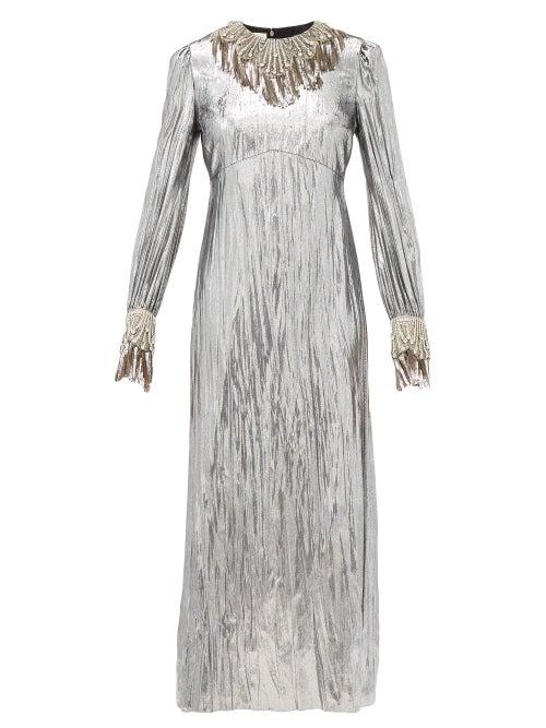 Matchesfashion.com Gucci - Crystal-embellished Lam Dress - Womens - Silver