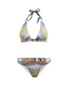 Matchesfashion.com Missoni Mare - Halterneck Zigzag-jacquard Bikini - Womens - Multi