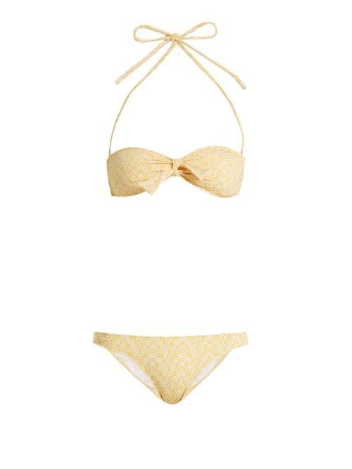 Matchesfashion.com Melissa Odabash - Aruba Strapless Tie Bikini - Womens - Yellow Print