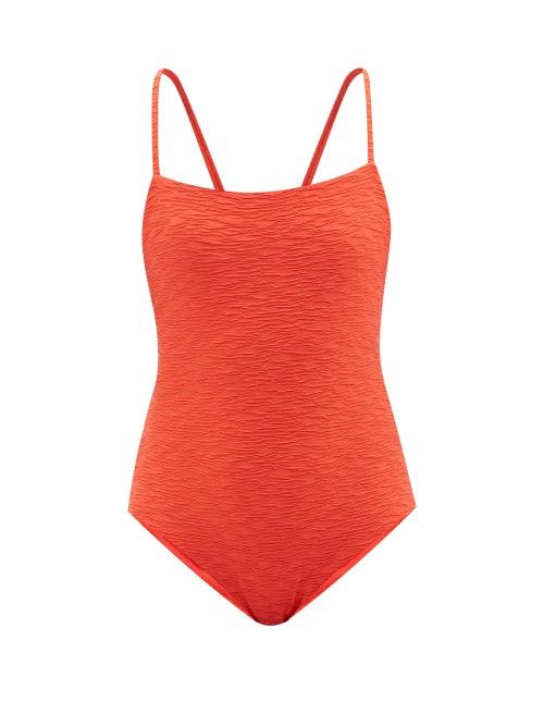 Mara Hoffman - Olympia Recycled-fibre Seersucker Swimsuit - Womens - Red