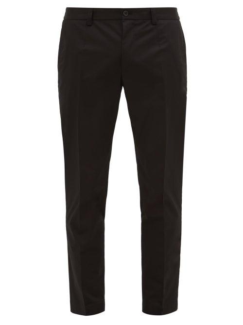 Matchesfashion.com Dolce & Gabbana - Logo-patch Stretch-cotton Twill Trousers - Mens - Black