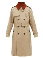 Matchesfashion.com Mackintosh - Corduroy Collar Cotton Gabardine Trench Coat - Mens - Beige