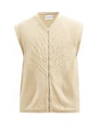 Matchesfashion.com Arnar Mar Jonsson - Zipped Tree-knitted Cotton-blend Vest - Mens - Beige