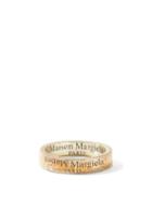 Matchesfashion.com Maison Margiela - Logo-engraved Tarnished Sterling-silver Ring - Mens - Gold/silver