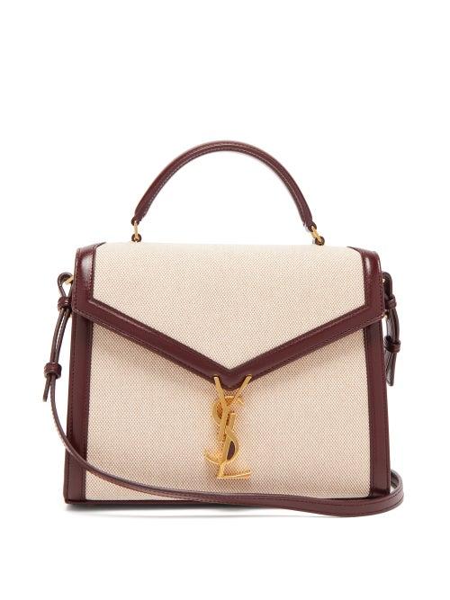 Matchesfashion.com Saint Laurent - Cassandra Leather-trimmed Canvas Shoulder Bag - Womens - Burgundy