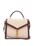 Matchesfashion.com Saint Laurent - Cassandra Leather-trimmed Canvas Shoulder Bag - Womens - Burgundy