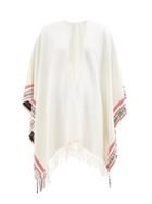 Alexander Mcqueen - Logo-selvedge Fringed Wool-blend Twill Cape - Womens - Red White