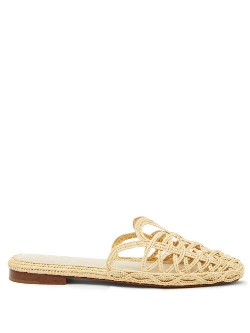 Matchesfashion.com Zyne - Raffy Iv Woven Raffia Babouche Mules - Womens - Nude