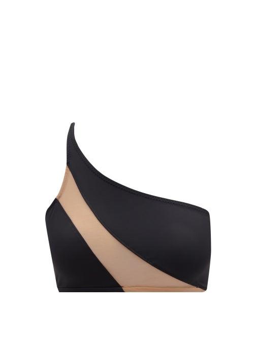 Matchesfashion.com Norma Kamali - Snake Mesh-inset Bikini Top - Womens - Black