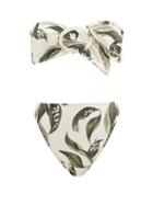Matchesfashion.com Adriana Degreas - Muguet-print Bandeau Bikini - Womens - Cream Print